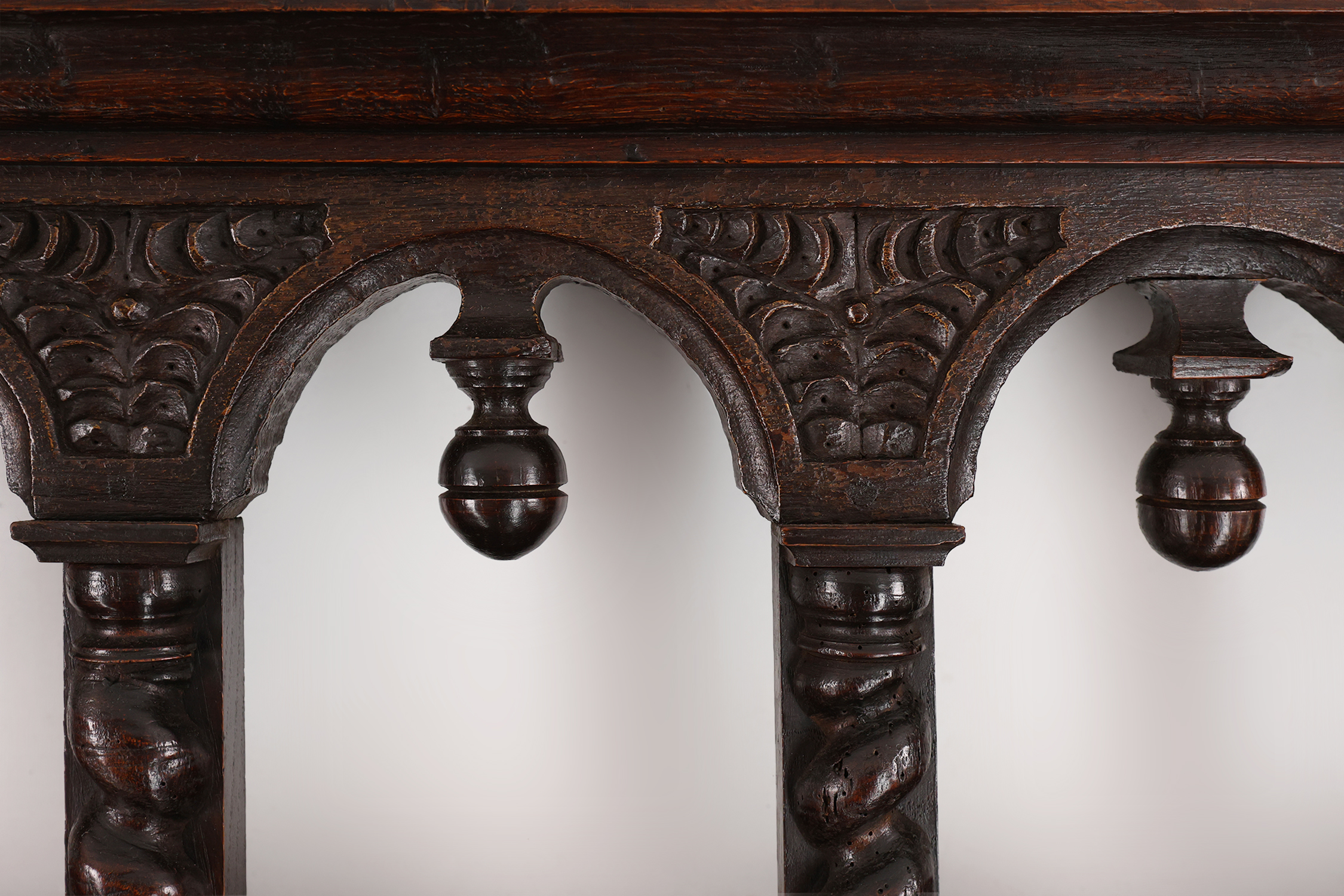 16th Century gothic style hand carved wall mount rack thumbnail